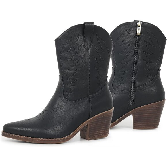 ⚡Women's Ankle Boot With Embroidered Comfy Fashion Vintage Boot Wide Calf - Picture 1 of 5
